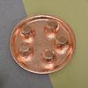 Red Copper Hammer Pattern Round Storage Tray Desk Metal Storage Organizer Organizer Small Items Storage Dishes Home Decor