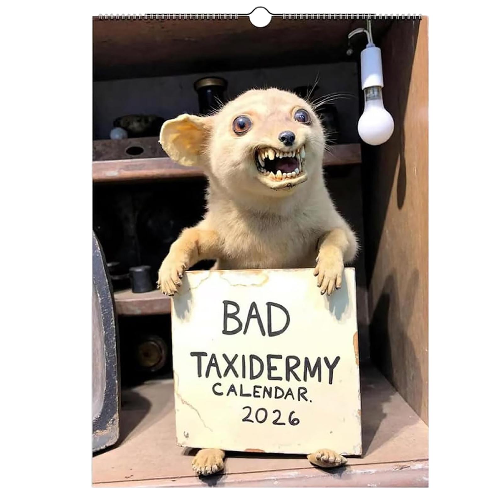 

1pc 2026 Wall Calendar Bad Taxidermy Cute Art Calendar 12 Beautiful Designs Monthly Plan Gift for Birthdays Christmas New Year 12 Month