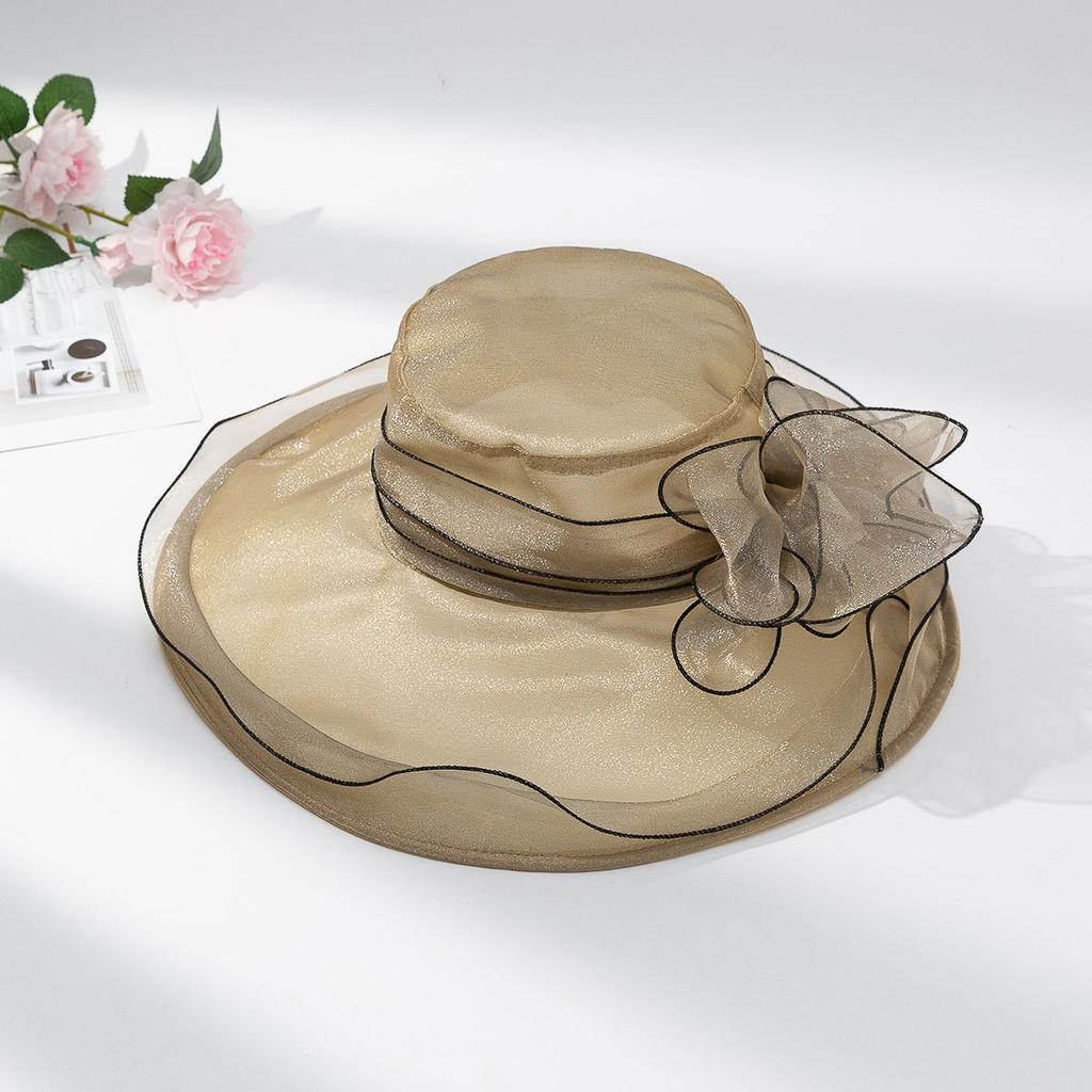 Eugen Mesh Flower Hat Summer Fashion Sun Protection and Shading Large Eave Hat Retro Elegant Women's Hat