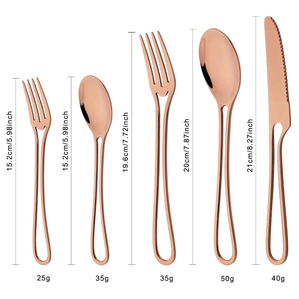 4Pcs Rose Gold Dinnerware Set Knife Fork Coffee Tea Spoon Cutlery Set Stainless Steel Tableware Western Home Kitchen Flatware