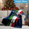 Custom Name Italian Football Crest Blanket Lightweight Ideal Bedding Blanket Perfect for Travel, Camping, Living Rooms, Sofas, Christmas gift