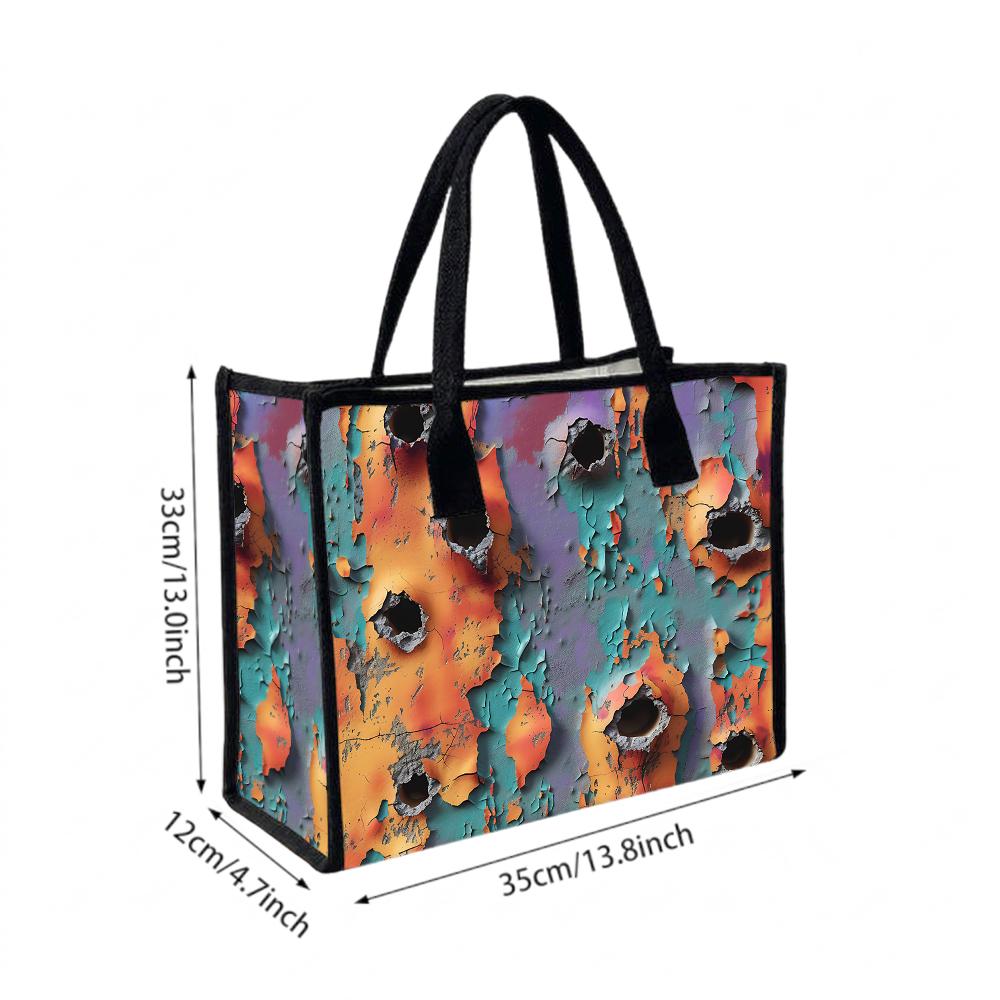 Vintage Grunge Art Tote Bag Durable Casual Daily Handbag for Women Fashion Trendy Large Capacity Shoulder Bag for Shopping Outdoor Travel