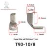T90 Copper Tube Terminal, 90-Degree Right-Angle Bend Crimp Lug, T90-6/5 To T90-240/16 Copper Wire Lug