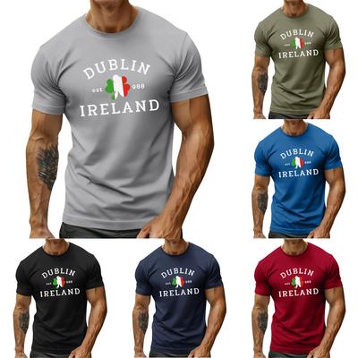 Men's Holiday Print Round Neck Short Sleeve Top Casual Sports Top