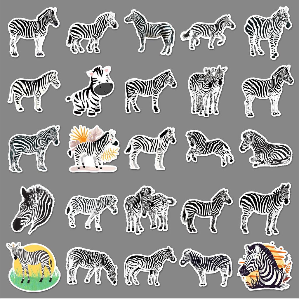Zebra Cartoon Animal Stickers: 50 Sheets for DIY Journals, Notebooks, and Water Bottle Decoration
