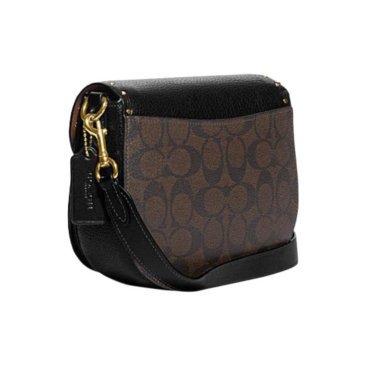 COACH Cow Leather Crossbody Bags Small Women's Brown & Black CE567-IMOSN
