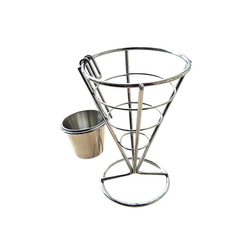 Stainless Steel French Fry Rack Dipping Bowl Snack Bowl Cake Display Rack Cone Shaped Food Storage Rack Dessert Plate Cake Stand
