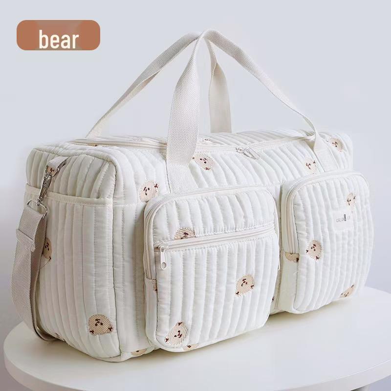Korean Quilted Mommy Travel Bag: Lightweight, Large Capacity, Multipurpose Shoulder and Handbag for Short Trips and Casual Mother-Baby Outings.