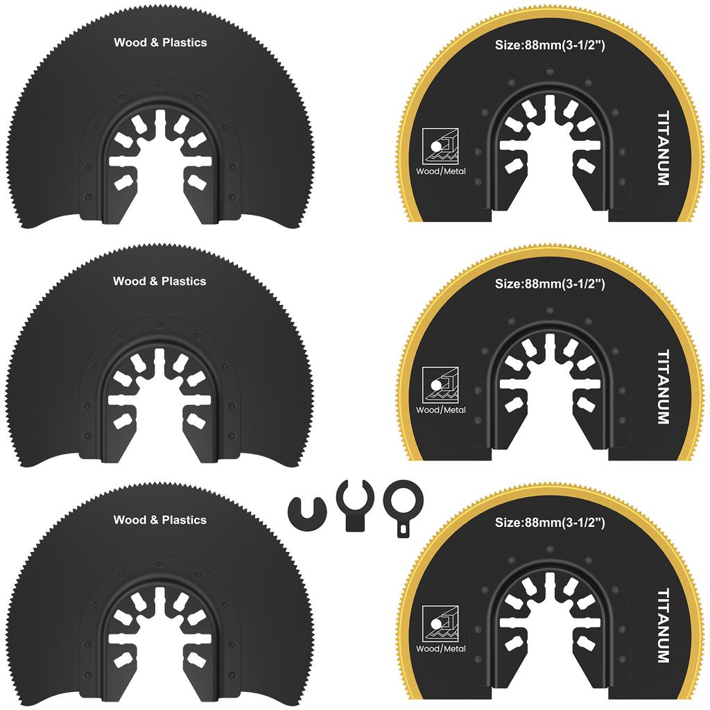 5/6Pcs Oscillating Saw Blades 3-1/2inch Semicircular Saw Blade Bimetal Multitool Blades Flush Cut Oscillating Saw Blades Cutting