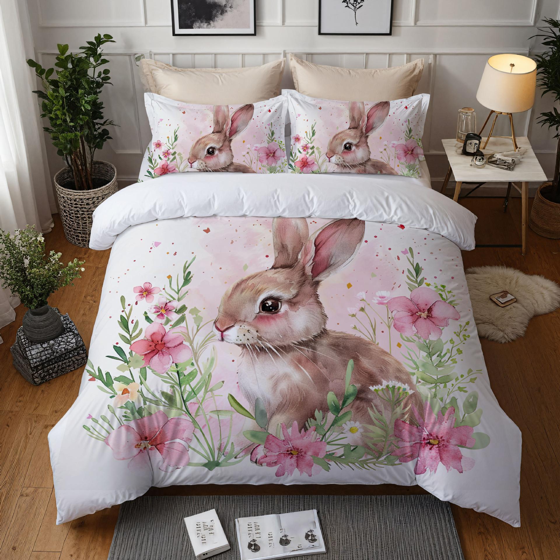 

Explosive Rabbit 3D Printing Three-Piece Set Home Textile Bedding Quilt Cover Pillowcase 135 * 200cm 50 * 80cm * 1 two-piece set