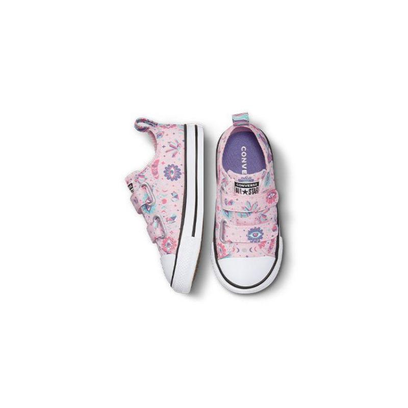 Converse All Star Series Toddler Low Walking Shoes Canvas Vintage Fashion Wear-resistant Pink A01677C