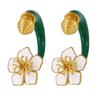Elegant 3D Camellia Studs Earrings Portable Accessory for Women Stylish Gold Tone with Stainless Steel Materials