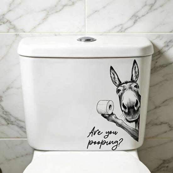 Are You Pooping Toilet Lid Stickers Funny Animals Toilet Seat Tank Lid Cover Decals Removable PVC Wall Sticker for Bathroom Washroom