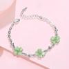 Grüner vierblättriger Klee Anhänger Halskette Magnetverschluss Herzform Faltbares Design Mode Vielseitiger Choker