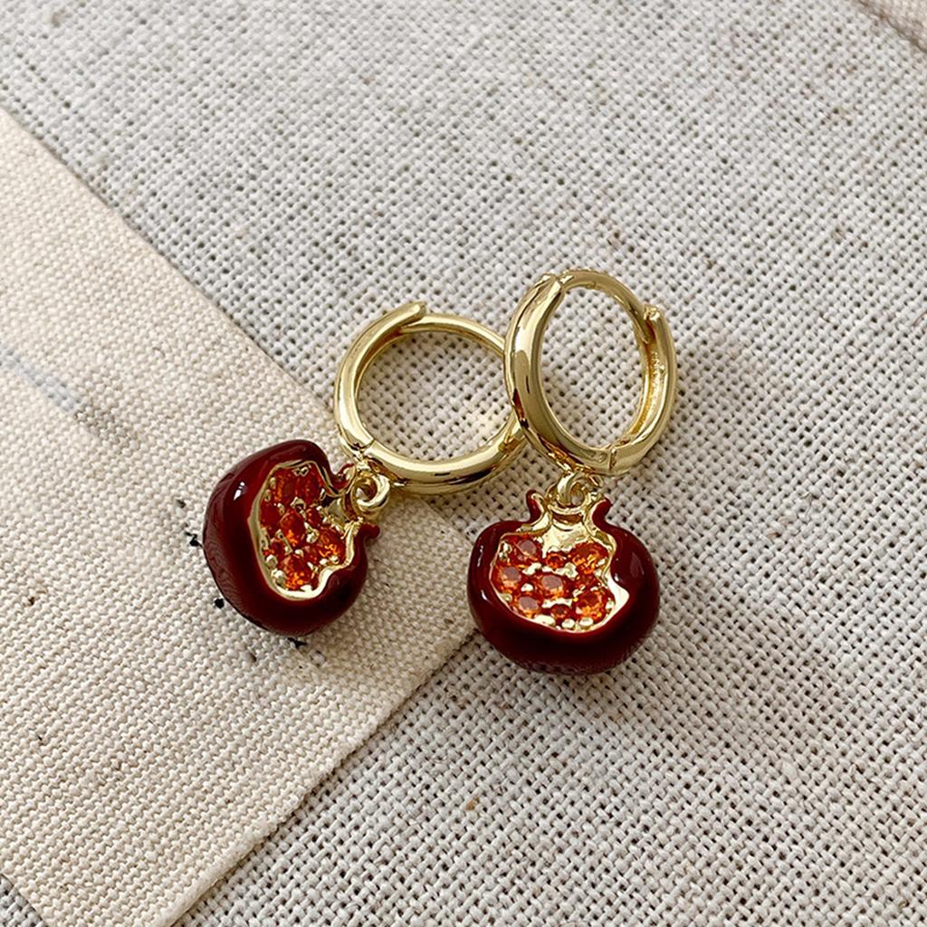 Vintage Gold Granatapfel Schmuck Modeschmuck Stilvolle Anhänger Halskette Einzigartige Hängeohrringe Geschenk für stilvolle Frauen