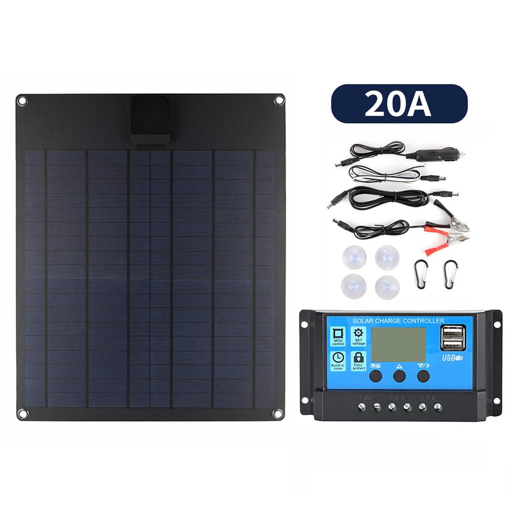 Tragbares 300-W-Solarmodul mit flexiblem Panel, Polysilizium-Solarmodul mit 60-A-Controller und zwei USB-Anschlüssen