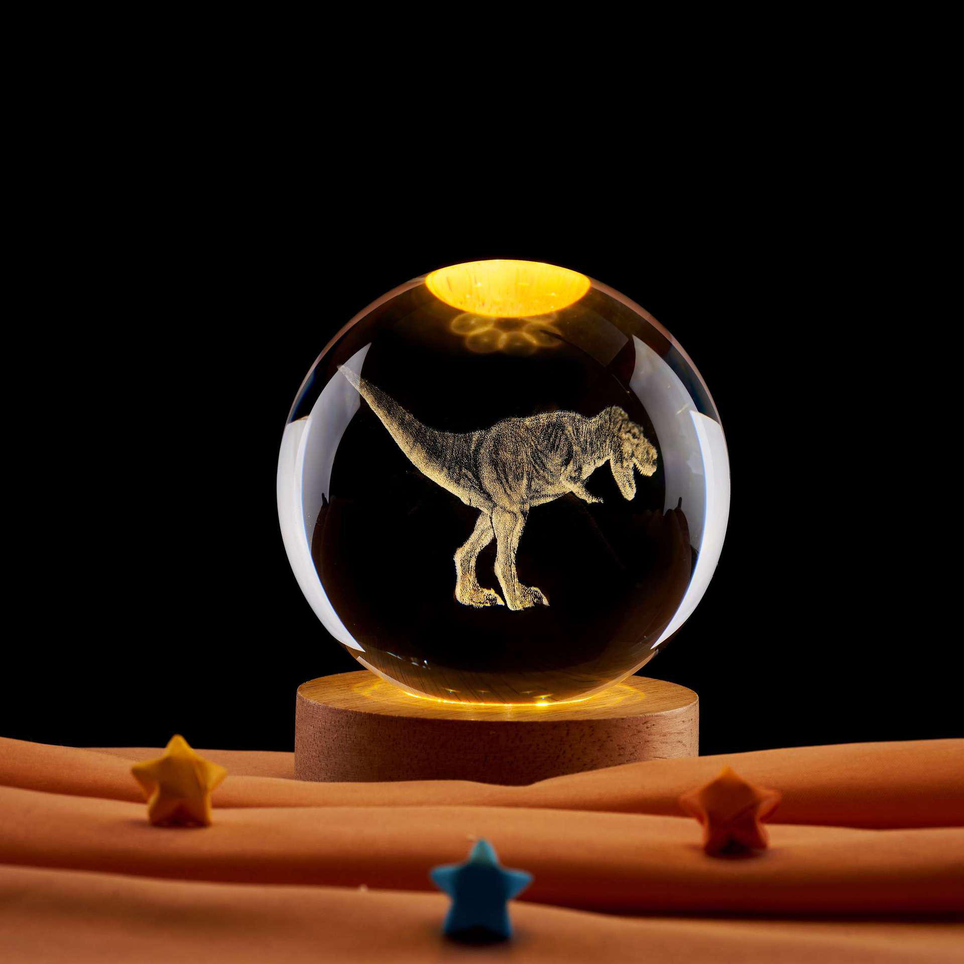 Красочный 3D Кристальный шар-ночник с динозавром - Креативный подарок на день рождения и настольное украшение