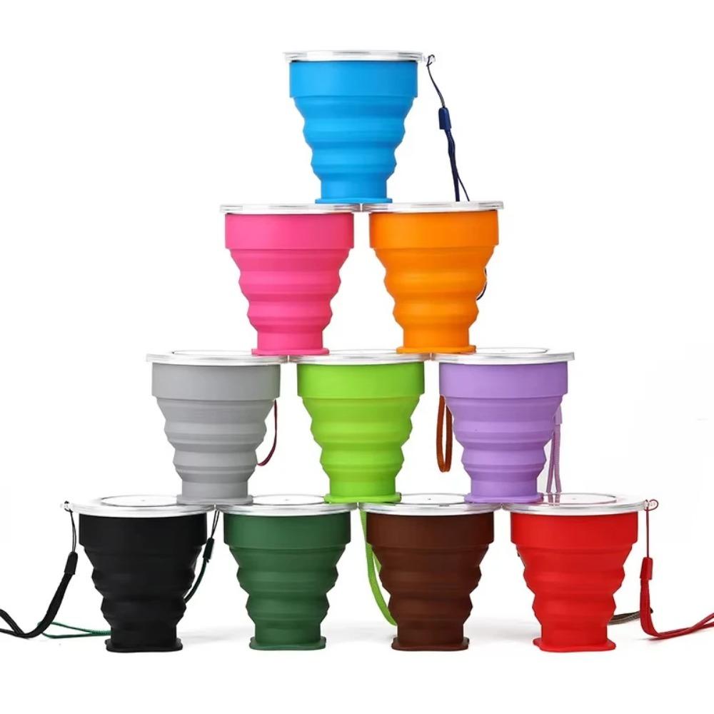 Outdoor Portable Silicone Folding Water Cup, Multifunctional Telescopic Water Cup, Candy Silicone Mouthwash Folding Cup