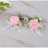 Simulated Rose Wrist Corsage Artificial Rose Wedding Boutonniere for Groom Bridesmaid Wedding Bridal Showers Proms
