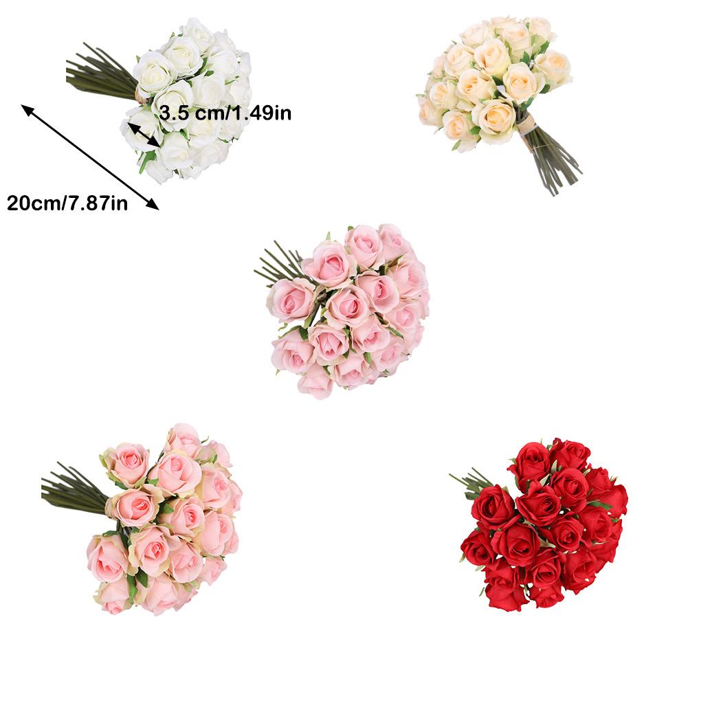 Artificial Flowers Fake Rose Bridal Bouquets 20 Heads Handheld for Arrangements Wedding Table Centerpieces Home Party