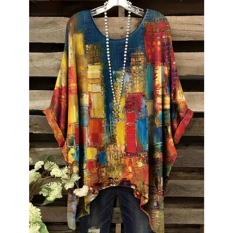 

Women s T-Shirt Vintage Leopard Plaid Pattern Print Asymmetrical Hem O-Neck Short Sleeve Tee Casual Fashion Street Outdoor Tops 1XL
