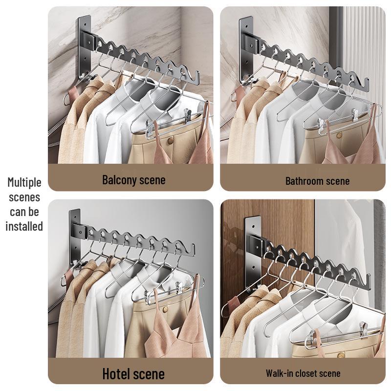 Invisible No-Drill Foldable Clothes Drying Rack for Balcony or Bathroom