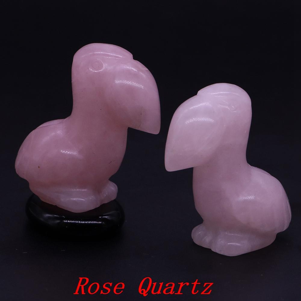 Hand Carved Healing Animal Figurine Toucans Statue Natural Stone Crystal Reiki Gemstone Craft Home Decoration Holiday Gifts 1.6"