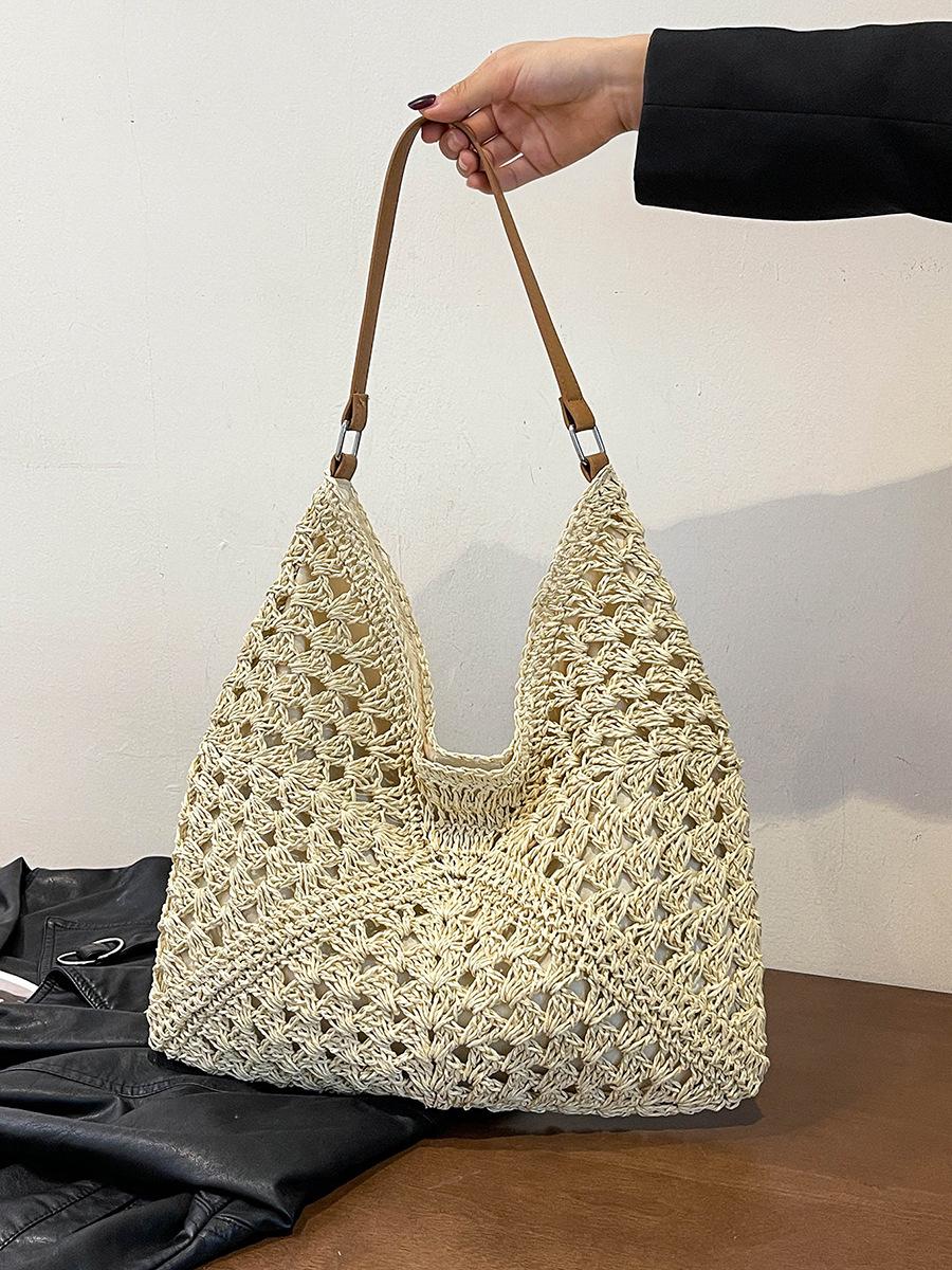 

Summer straw woven bag women s new seaside vacation beach hollow tote bag woven vegetable basket shoulder bag