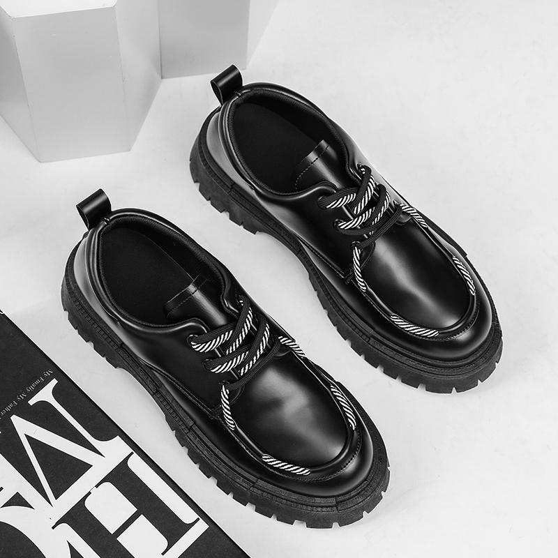 Men Derby Shoes Leather Shoes Fashion Chunky Platform Retro Business Work Shoes Man Casual Flats Wedding Shoes Comfortable Cosy