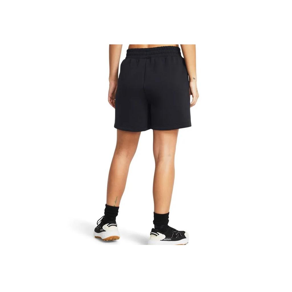 Under Armour Shorts de treino plissados de lã sólida imparável, feminino, preto, 1382764-001