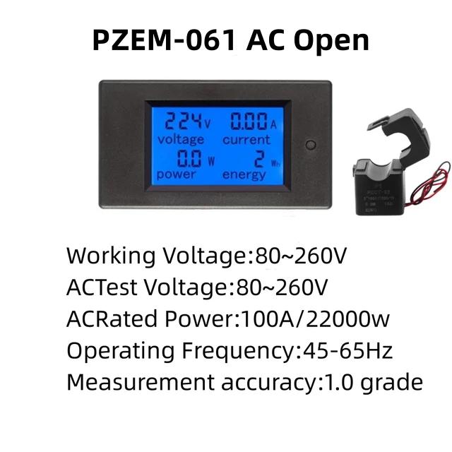 20A 100A AC 80-260V DC 6.5-100V Digital LED Display Voltmeter Ammeter Wattmeter Power Energy Meter 12V 24V 110V 220V Volt Tester