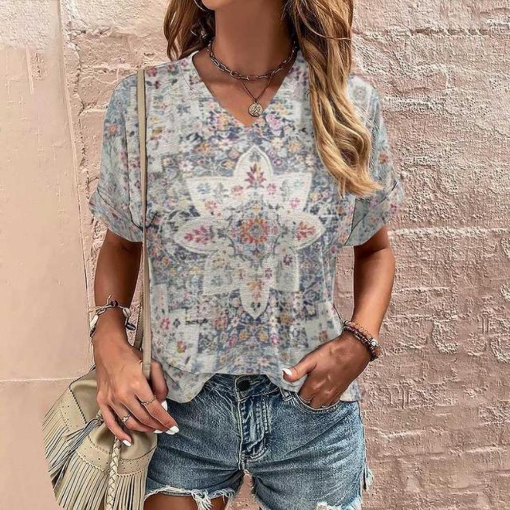 

Винтажные богемные футболки с геометрическим принтом для женщин, большие размеры, женская рубашка, укороченный топ, летняя женская одежда, модная одежда больших размеров XL