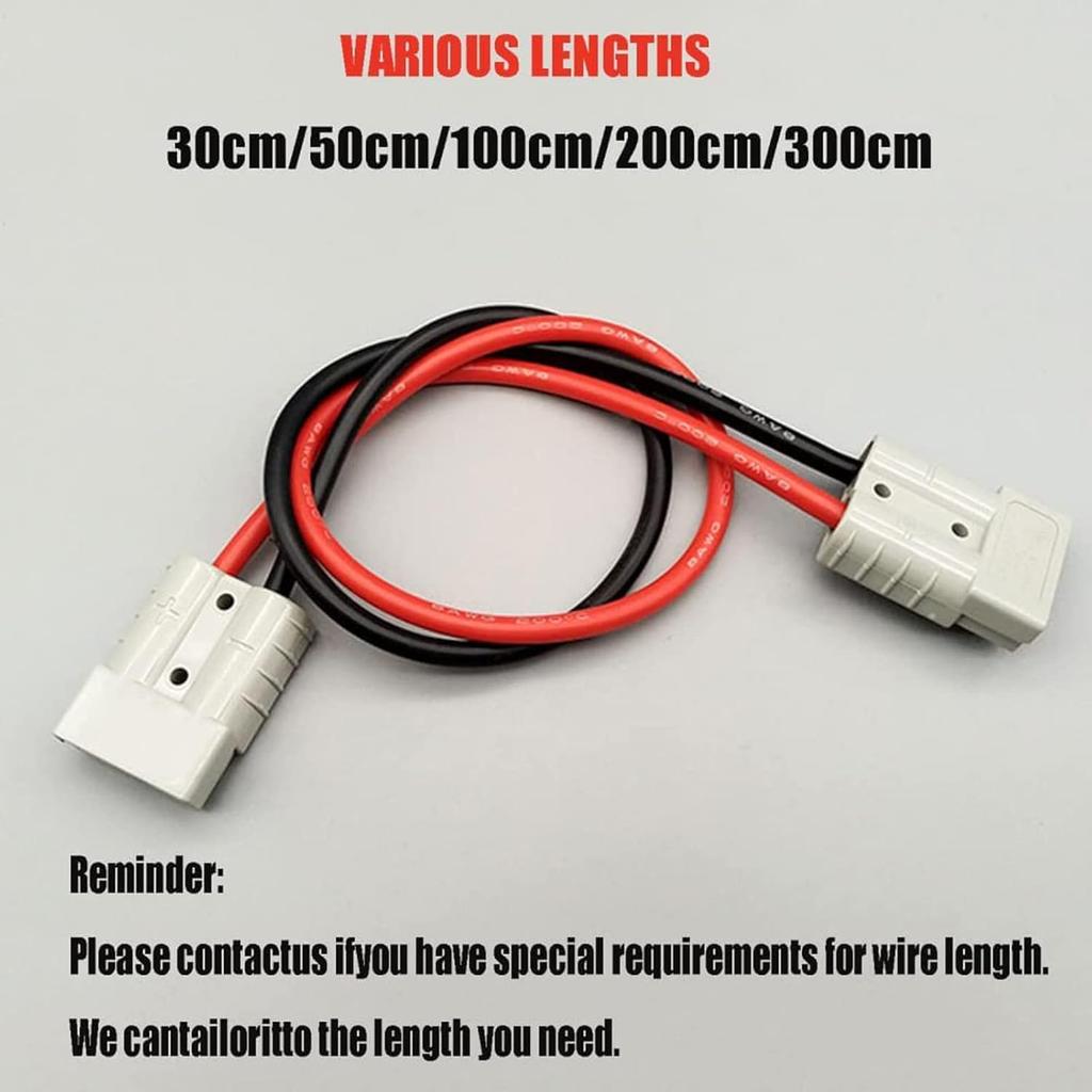 50A 600V Forklift Charger Battery Connector Charging Plug Forklift Battery Charger Connector with 8AWG Extension Cable,100cm