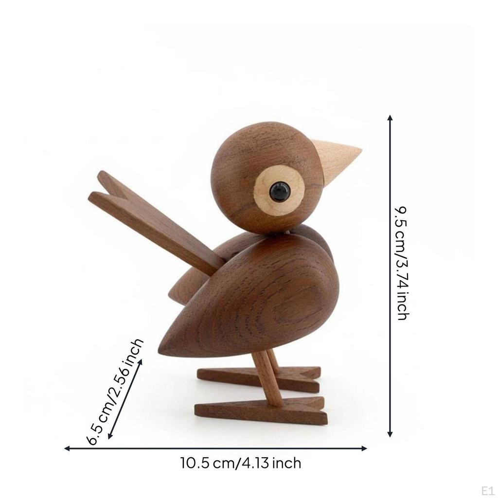 Wooden Sparrow Figurine Gift Desk Ornament Compact Avian Figure Statue for Kids