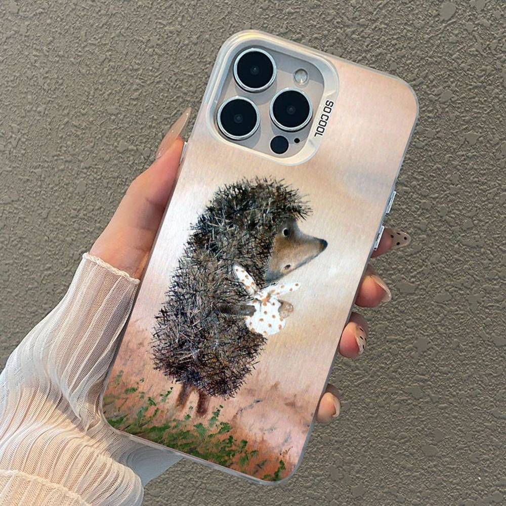 Bright Hedgehog In The Fog Silver Plated Inside Phone Case For iPhone 17 16 15 14 11 12 13 Pro Max Plus X XR XS Max Colored