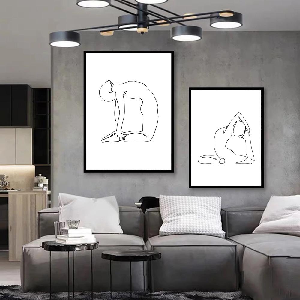 Abstract One Line Yoga Simple Drawing Prints Poster Canvas Painting Modern Wall Art Pictures Living Room Bedroom Home Decoration
