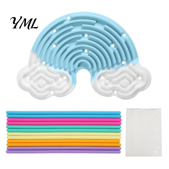 Toddlers Sensory Toys Silicone Activity Board, Christmas Tree Rainbow Ice Stick French Fries Stress Relief Tools Board with Strings, Silent Fidget Toy
