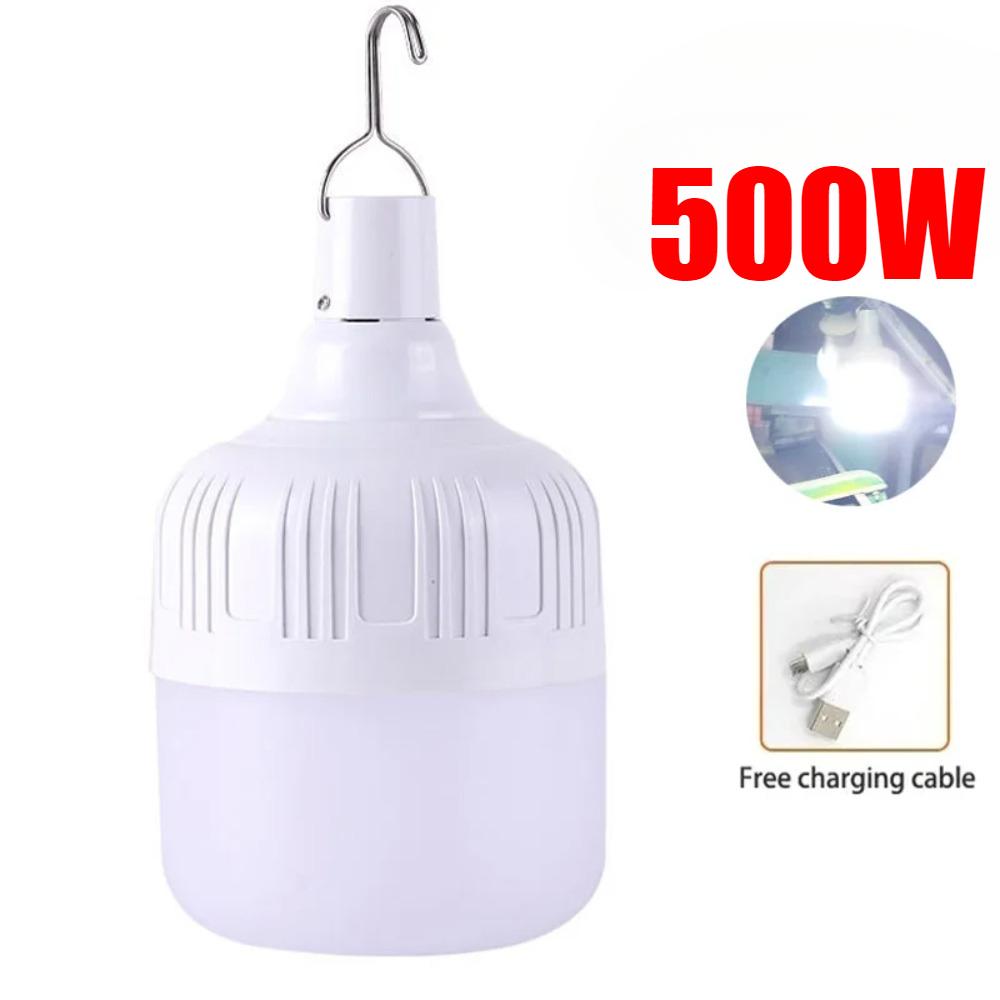 Outdoor Rechargeable LED Lamp Bulbs Emergency Light Hook Up Camping Tent Fishing BBQ Portable Lighting Lantern USB Night Lights