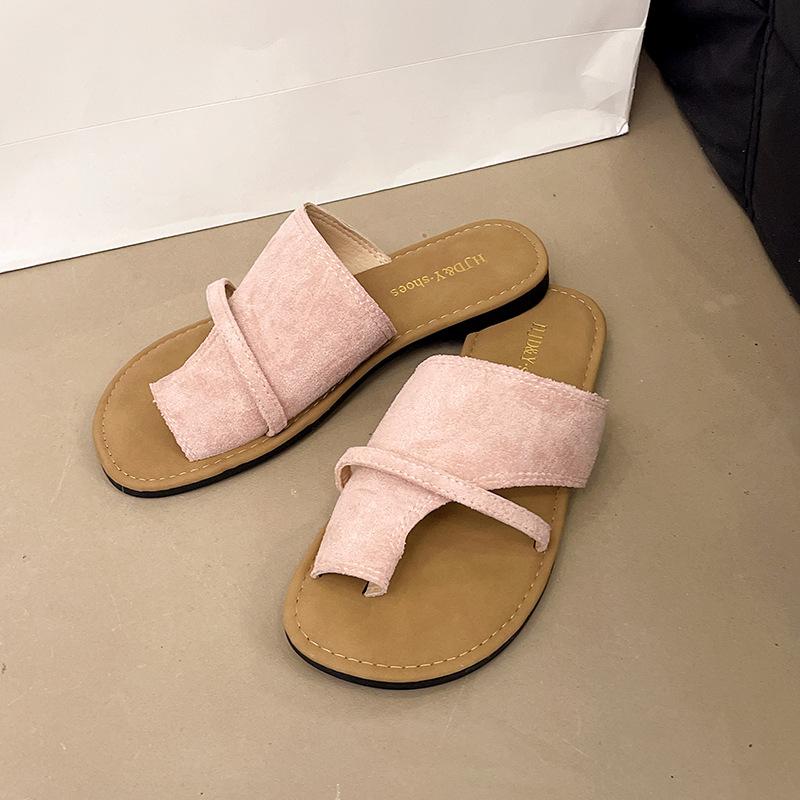 Outer cover toe flat-bottomed slippers women's summer 2025 new casual versatile open-toed flat-bottomed cool slippers beach shoes