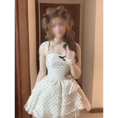 Punkte süß niedlich bauschiger Rock Mädchen Taille lässig Mädchen Prinzessin Stil Tochter Kleid Kuchenrock