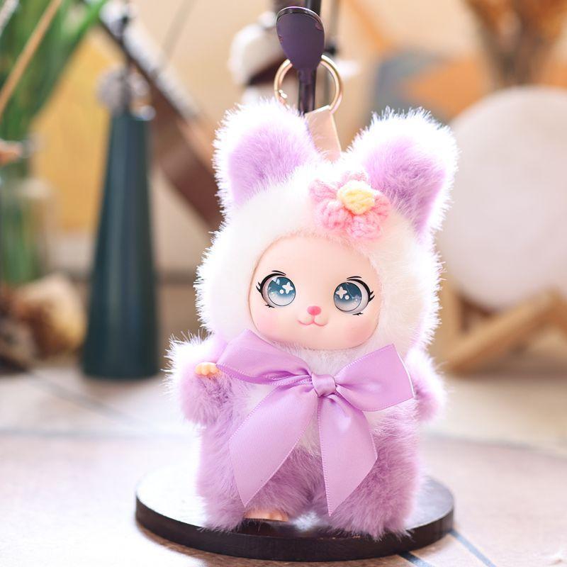 

15Cm Cute Animals Vinyl Doll Plush Keychain Toys Pendant Home Ornament Backpack Decor Birthday Gift фіолетовий