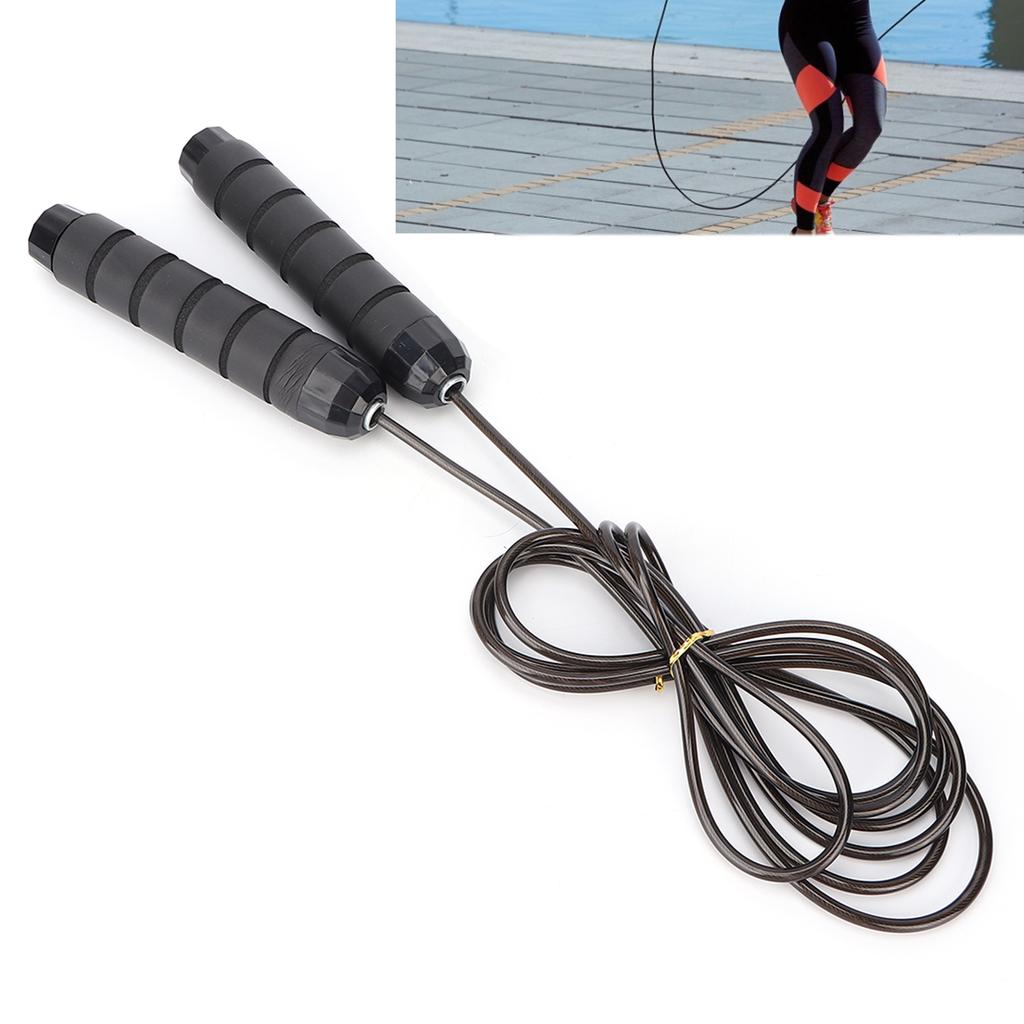 Speed Jumping Rope Anti Skid Handle Adjustable Length Thickened Fitness Jump Rope Black