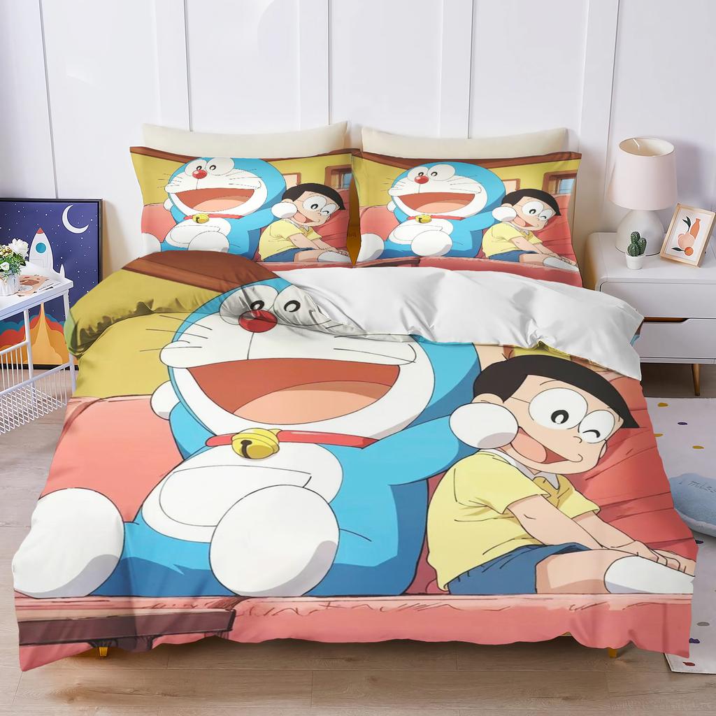 Cartoon Duvet Cover Home Blue Printed Pillowcase Set Adult Bedroom Children Comforter Bedding