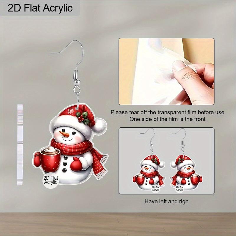 2 Pairs Cute Christmas Snowman Acrylic Earrings for Women Fashion Ice Cream Cup & Red Snowman Drop Earrings Christmas Earrings