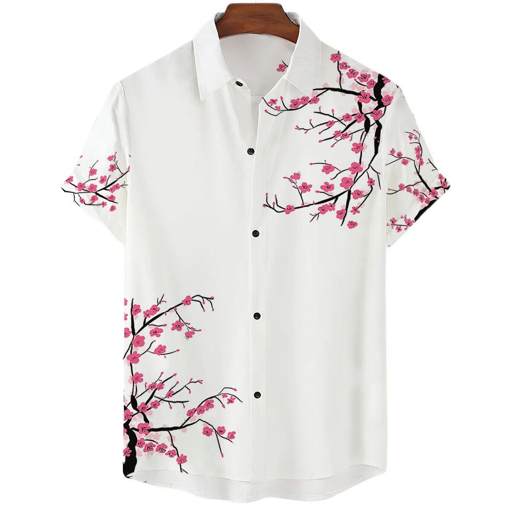 Summer Men's Floral Chinese Style Shirt Short Sleeve Hawaiian Shirts For Men Plus Size Quick Dry Tops Tee Shirt