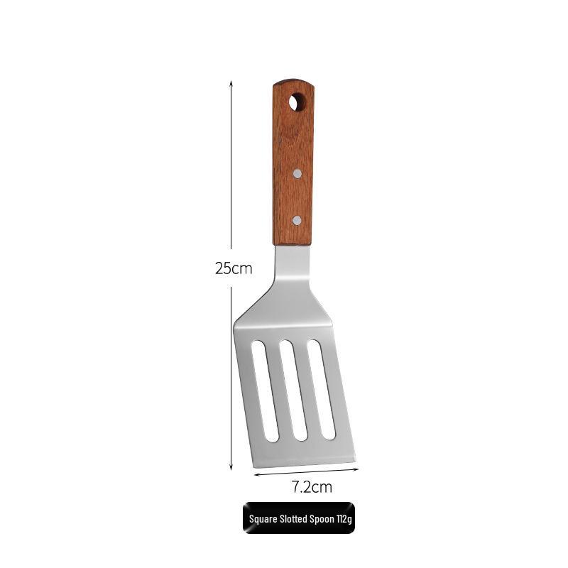 Stainless Steel Wood Handle Multi-Use Cooking Spatula: Teppanyaki, Griddle, Slotted, Steak, Triangle, Pizza, Cake, Pancake Spatula