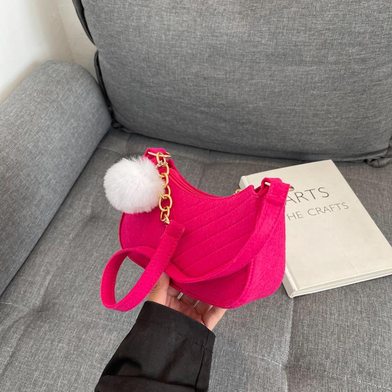 1Pcs Simple Light Weigh Underarm Bags Women'S Mini Felt Shoulder Bag Ergonomic Underarm Saddlebag Purse Shoulder Pouch