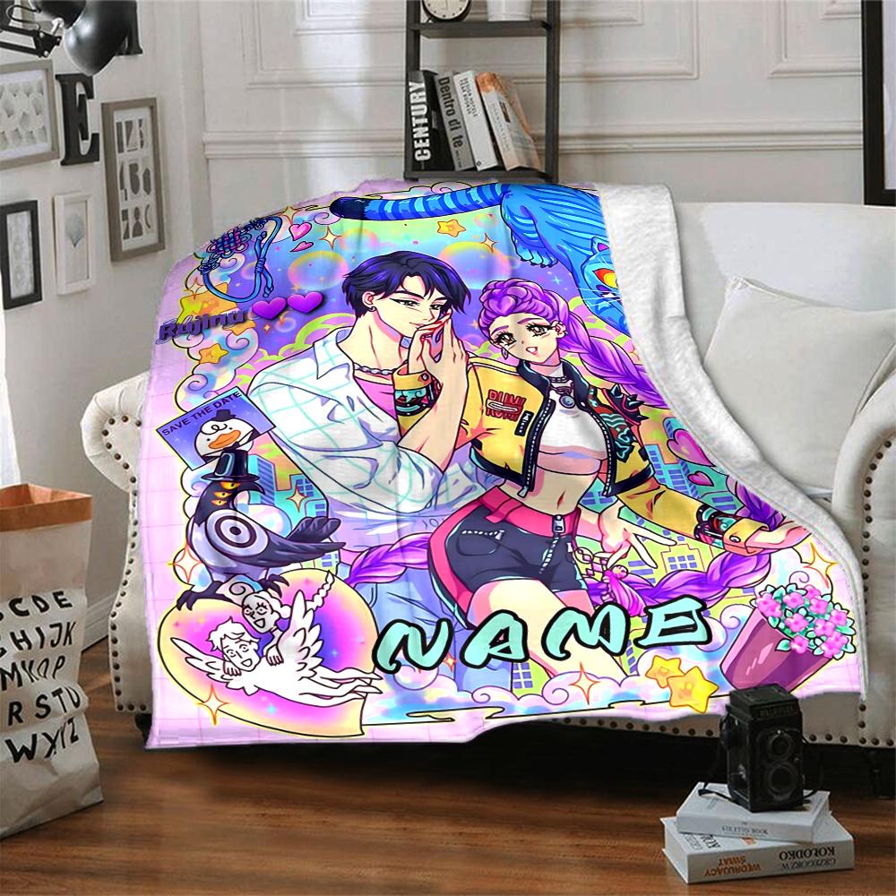 Custom 1pc Electric Energy Name Artwork Blanket, Soft And Comfortable Blanket, Casual Warm, Camping Travel Blanket, Birthday Gift Q912137