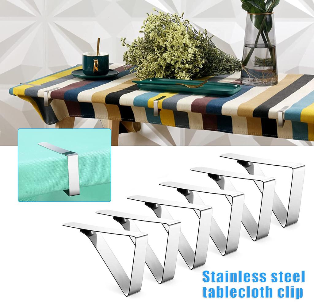 6pcs Heavy Duty Picnic Table Clips Stainless Steel Table Cloth Cover Clamps Table Cloth Holders for Restaurant Picnic Home