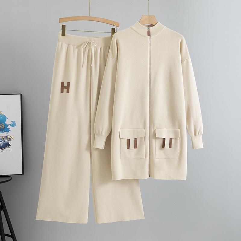 Women's Autumn Chic Knit Cardigan & Wide-Leg Pants Two-Piece Set